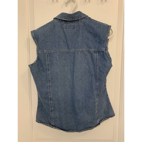 Vintage PSC Denim Vest Western Star Button 100% Cotton Large - Picture 2 of 10